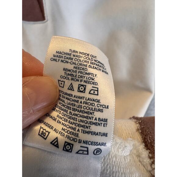 Lands' End Women’s 2X Serious Sweats Hooded Colorblock Sweatshirt Pullover White - Picture 5 of 9